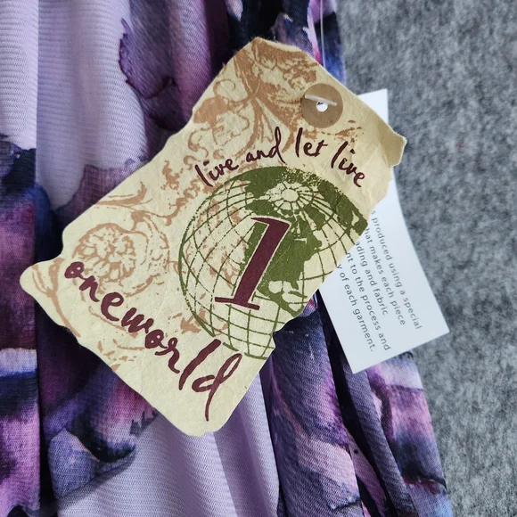 NWT One World Lace V Neck 3/4 Sleeve Stretch Knit Tunic Top Women's 1X Purple - Picture 4 of 12